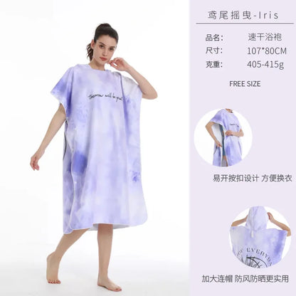 Unisex Surf Poncho Microfiber Towels Quick Dry Swim Bathrobe Poncho Hooded Beach Towel Adults Swimming Towel for Surfing Diving