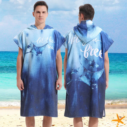 Unisex Surf Poncho Microfiber Towels Quick Dry Swim Bathrobe Poncho Hooded Beach Towel Adults Swimming Towel for Surfing Diving