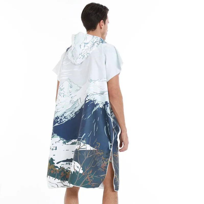 Unisex Surf Poncho Microfiber Towels Quick Dry Swim Bathrobe Poncho Hooded Beach Towel Adults Swimming Towel for Surfing Diving
