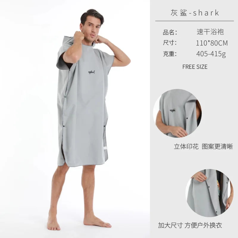 Unisex Surf Poncho Microfiber Towels Quick Dry Swim Bathrobe Poncho Hooded Beach Towel Adults Swimming Towel for Surfing Diving