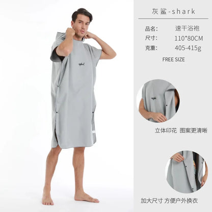 Unisex Surf Poncho Microfiber Towels Quick Dry Swim Bathrobe Poncho Hooded Beach Towel Adults Swimming Towel for Surfing Diving
