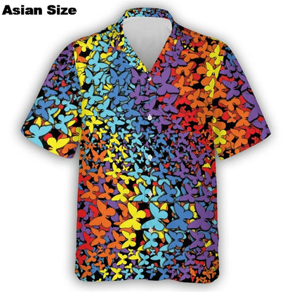 Pride Shirt For LGBTQ Community Rainbow Flag Hawaiian Shirts Short Sleeve Summer Beach Shirts 2025 LGBT Unisex Lapel Blouse Tops