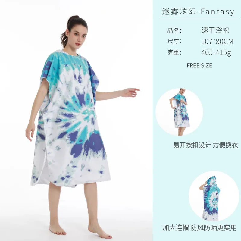 Unisex Surf Poncho Microfiber Towels Quick Dry Swim Bathrobe Poncho Hooded Beach Towel Adults Swimming Towel for Surfing Diving