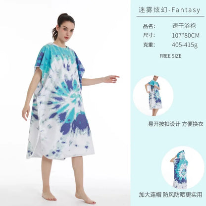 Unisex Surf Poncho Microfiber Towels Quick Dry Swim Bathrobe Poncho Hooded Beach Towel Adults Swimming Towel for Surfing Diving