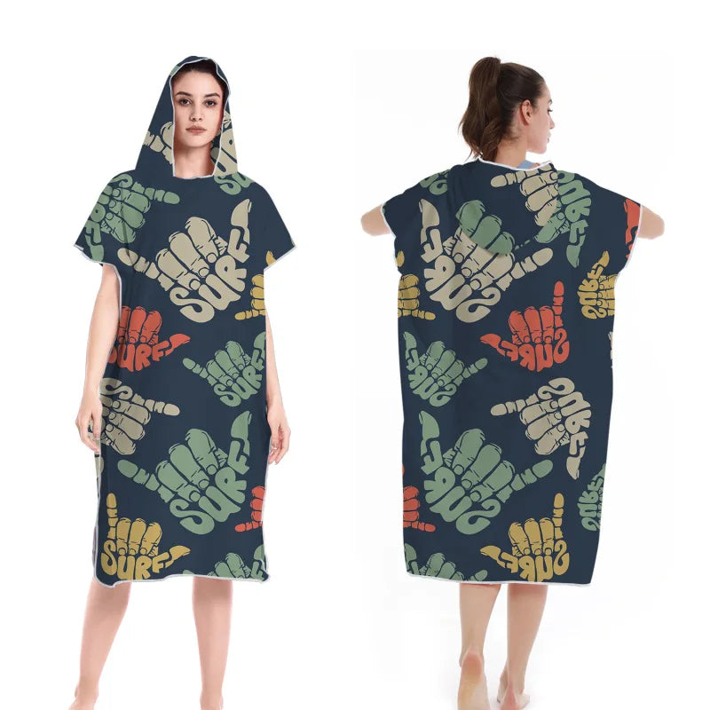 Unisex Surf Poncho Microfiber Towels Quick Dry Swim Bathrobe Poncho Hooded Beach Towel Adults Swimming Towel for Surfing Diving