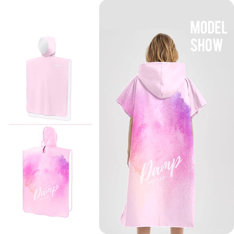Surf Poncho Customized Towel Water Sports Hooded Robe Microfiber Beach Blanket Bath Swim Towel Wetsuit Beach Poncho for Adults